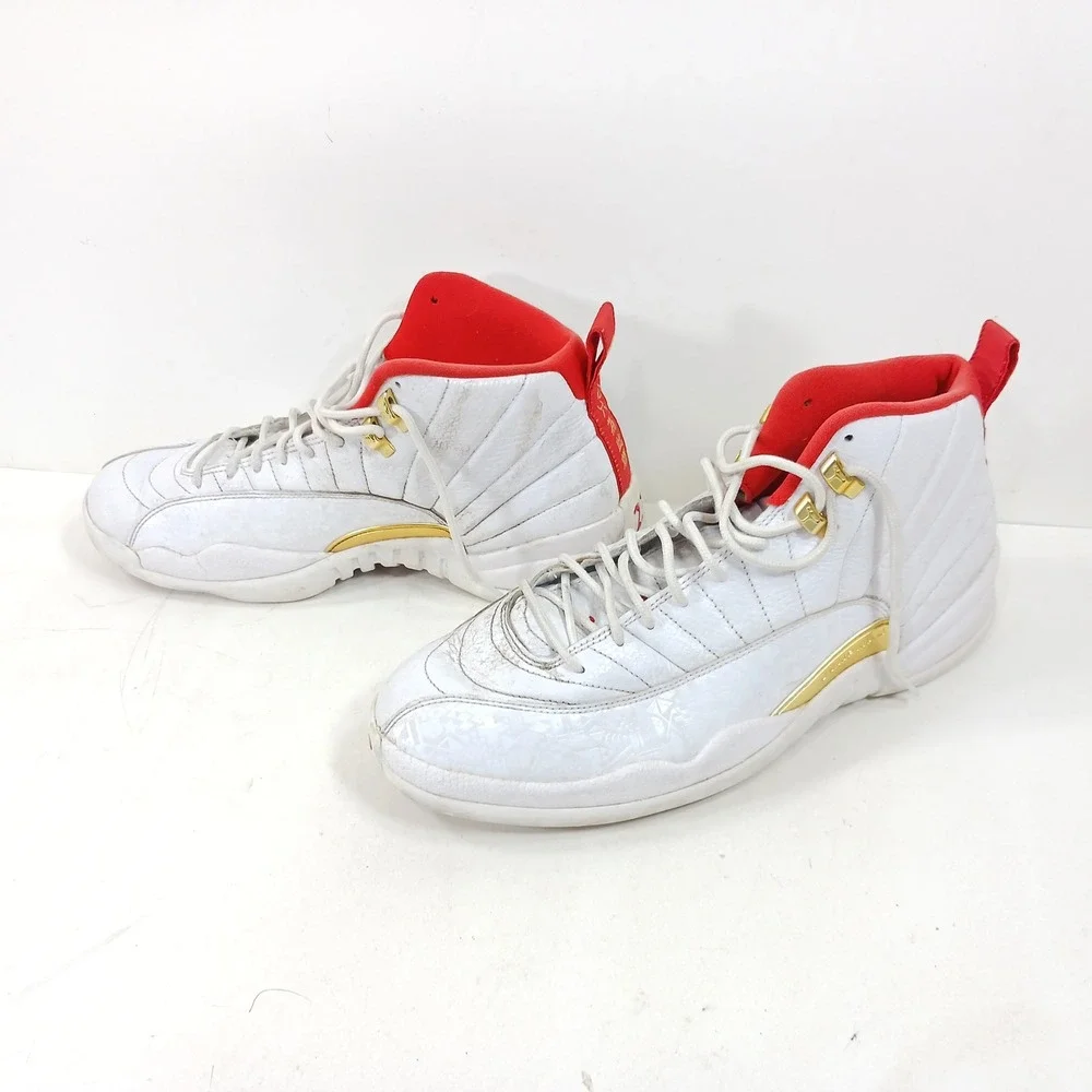 Air Jordan 12 Retro FIBA White University Red Gold 130690-107 Mens 11.5